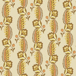 Decorative floral pattern with brown and gold flowers on a beige background