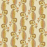 Decorative floral pattern with brown and gold flowers on a beige background