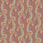 Floral pattern with purple and green leaves on a brown background