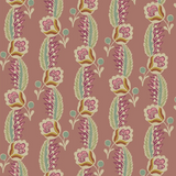 Floral pattern with purple and green leaves on a brown background